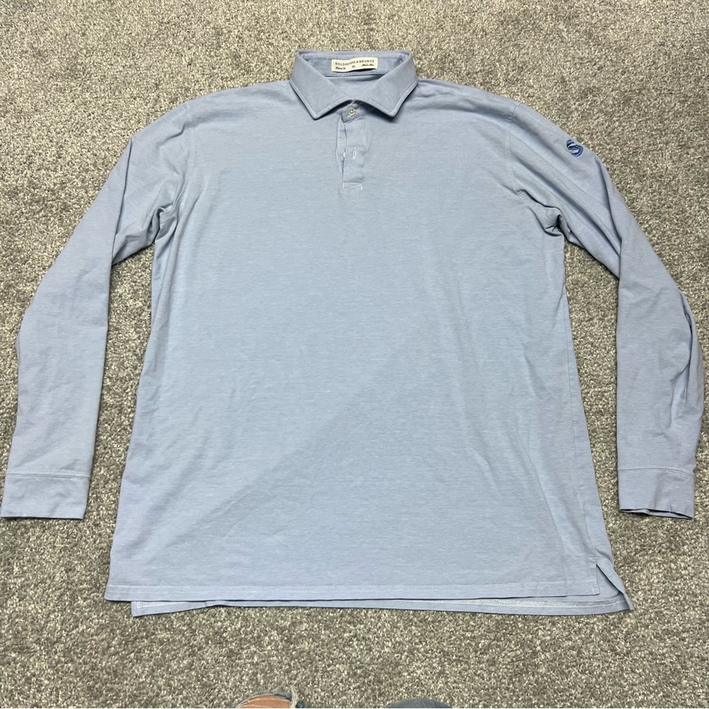 Holderness & Bourne Polo Shirt Mens XL Blue Long Sleeve Performance Golf